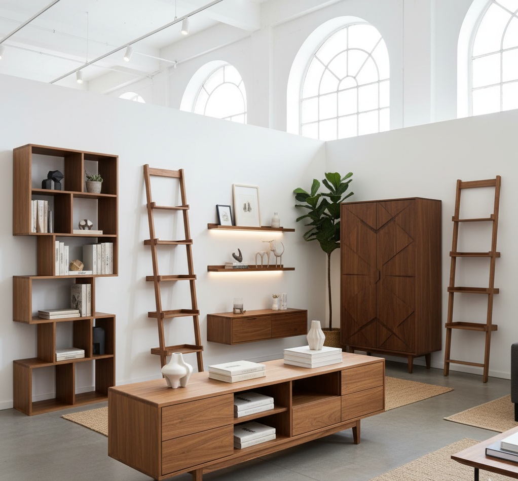 Wooden storage shelf